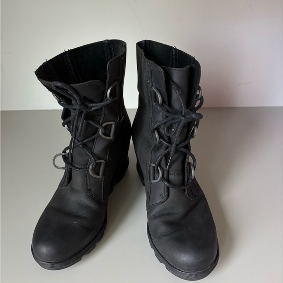 Sorel Black Lace-Up Boots Joan Of Arctic Wedge Size 9.5 - Picture 6 of 12
